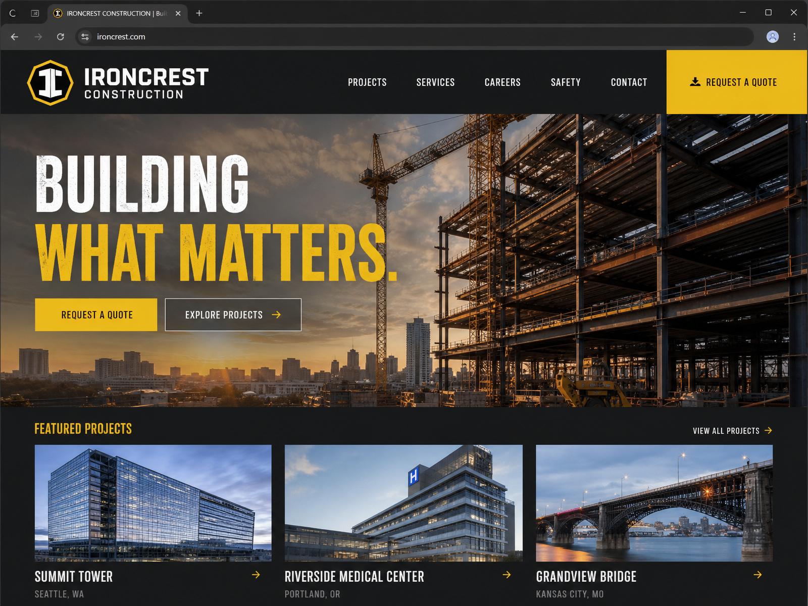 Construction website mockup by Setup Experts
