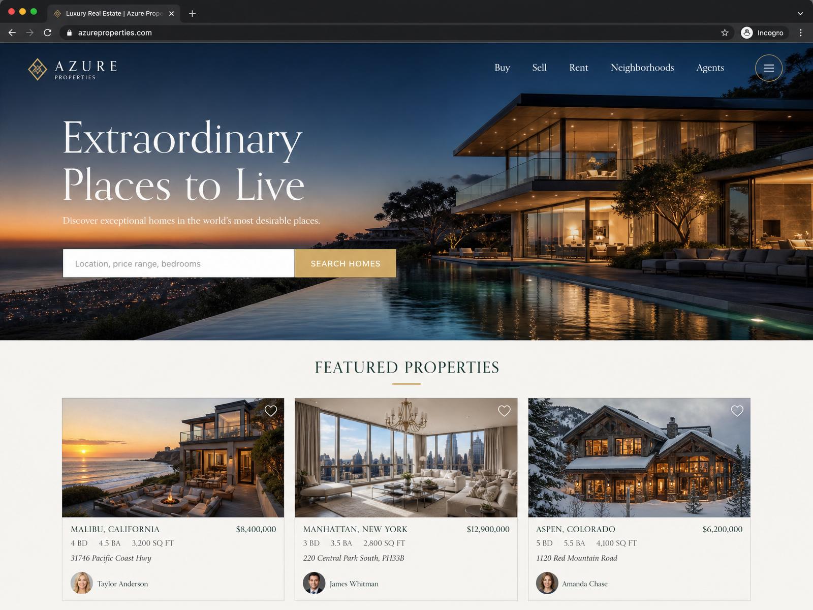 Real Estate website mockup by Setup Experts