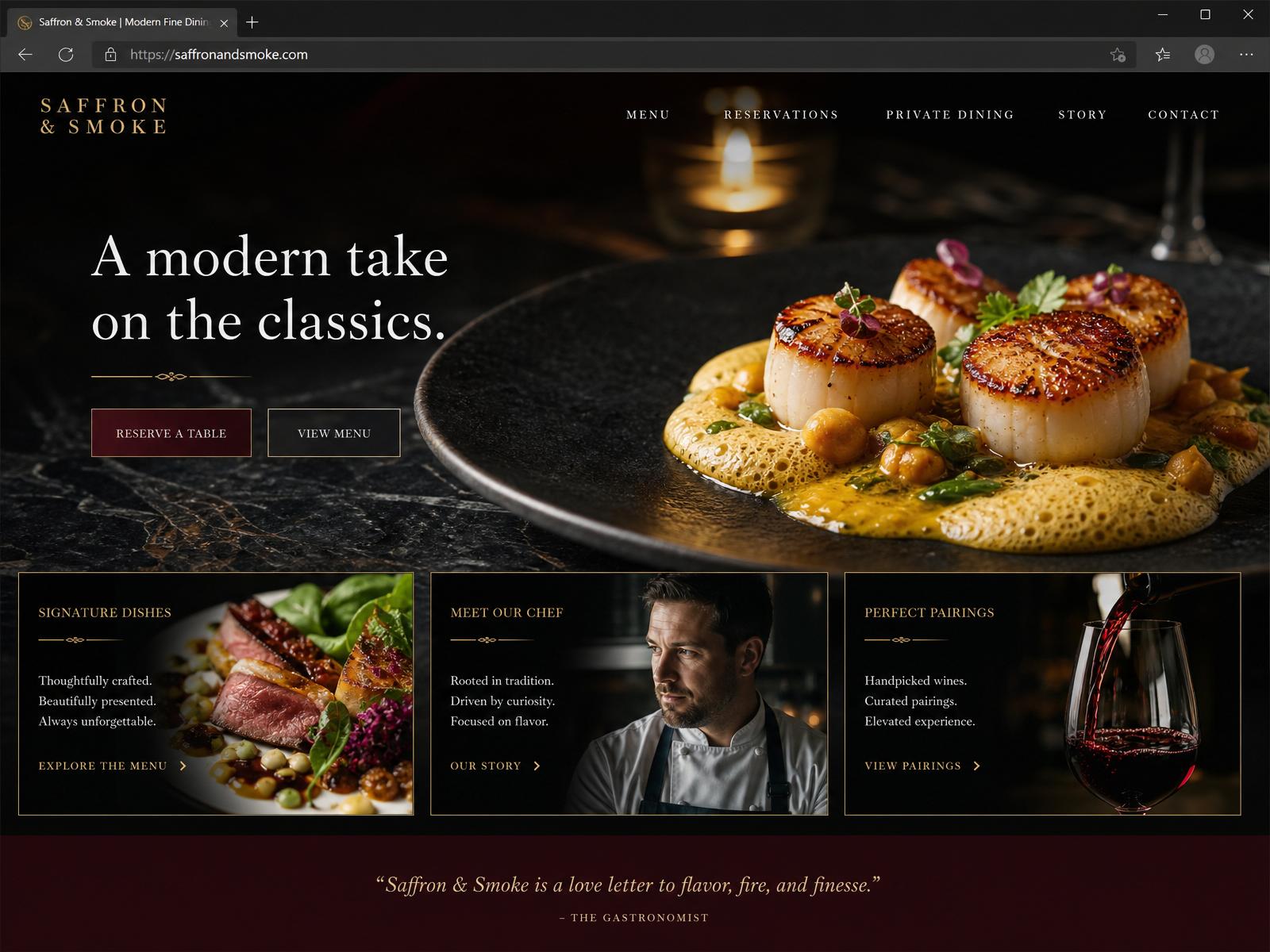 Restaurants & F&B website mockup by Setup Experts